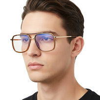 Gotowe pilotki okulary zerówki do komputera z filtrem BLUE Light 25120F brąz/złoty