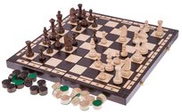 Gra 2-1 Drewniane SZACHY - WARCABY XL - Szachownica - 50 x 50 cm - Figury obciążane