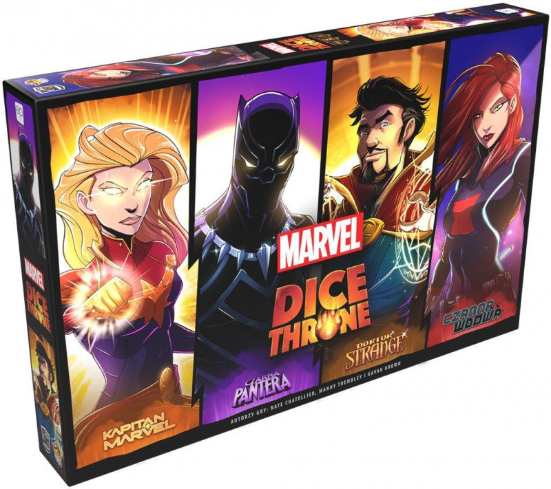 Dice Throne Marvel Box 2 Czarna Pantera, Kapitan Marvel, Doktor Strange, Czarna Wdowa, gra planszowa, Lucky Duck Games
