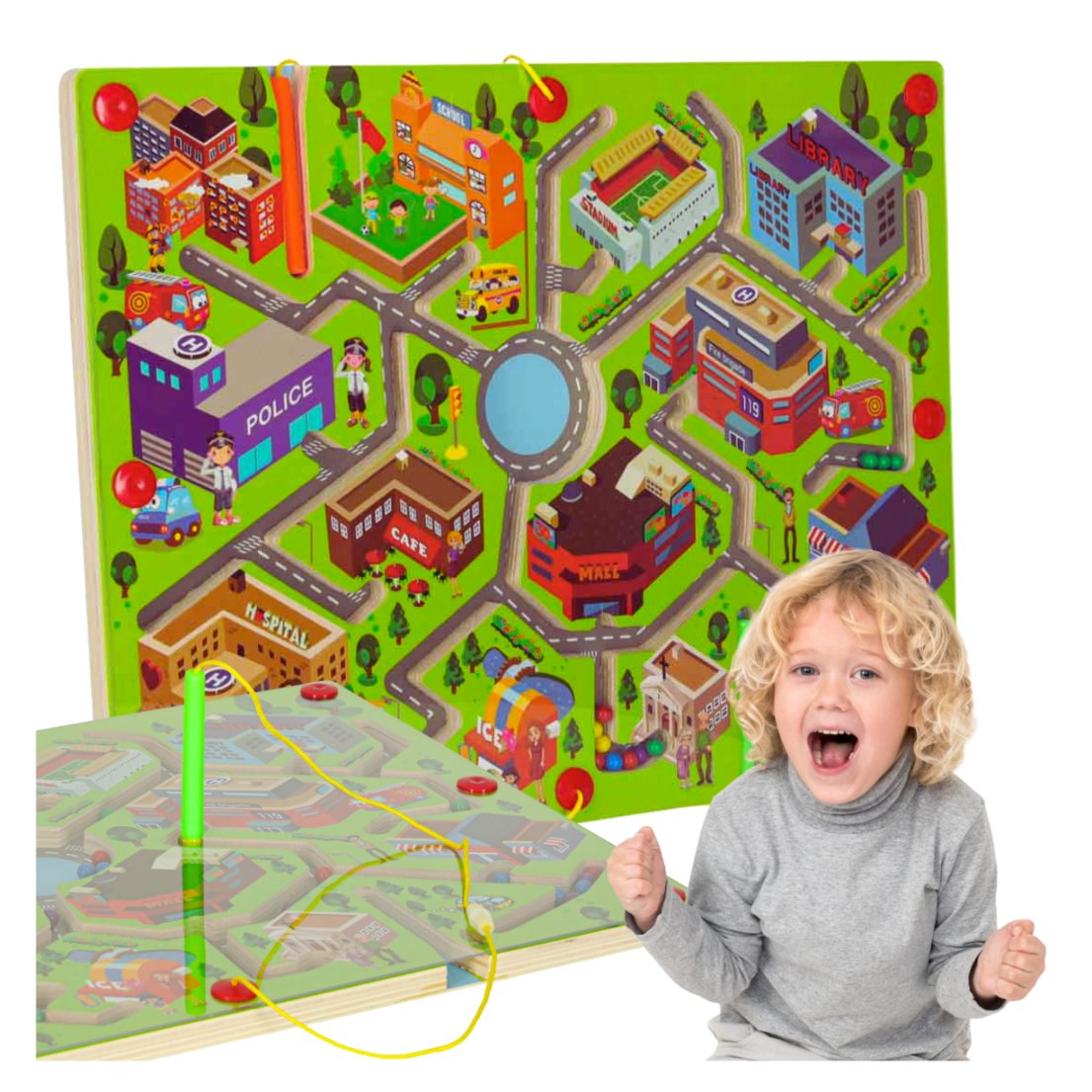 Gra Logiczna Planszowa Labirynt Tablica Mganetyczna Kulki Sorter ...