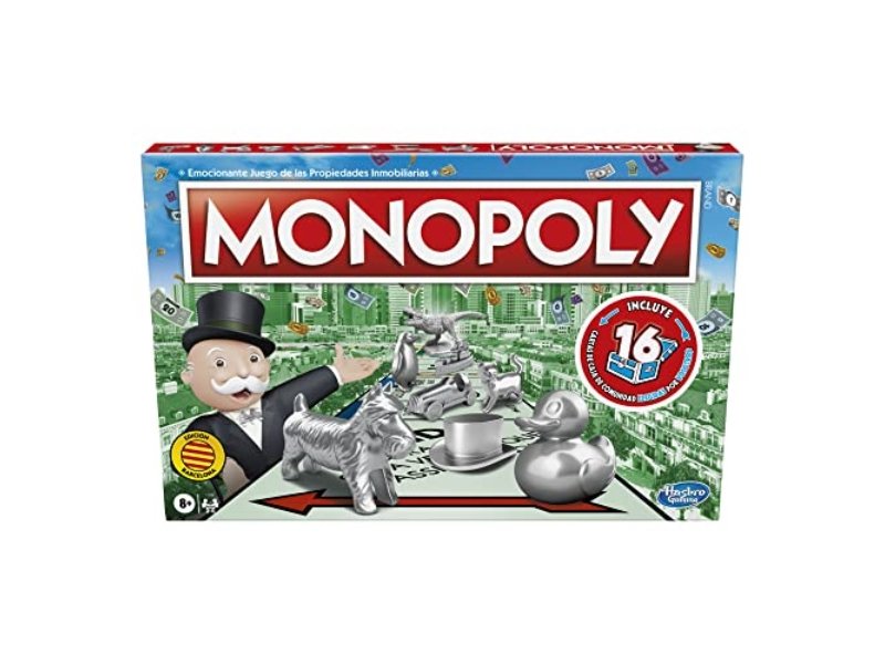 Gra rodzinna Monopoly dla 2 do 6 graczy, gra dla dzieci od 8 roku życia, z kartami fanów, wielobarwna, hiszpańska