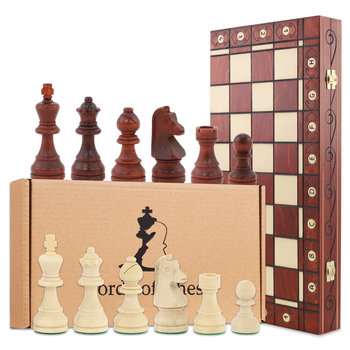Gra w szachy szachownica wysokiej jakości drewno - zestaw szachownicy składany z dużymi figurami szachowymi dla dzieci i dorosłych 47,5 x 47,5 cm - Amazinggirl