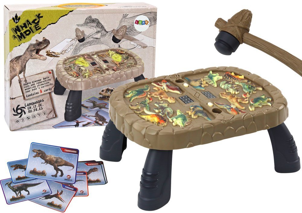 Zdjęcia - Gra planszowa LEAN Toys Gra Zręcznościowa Whac-a-mole Dinozaury Stoliczek 