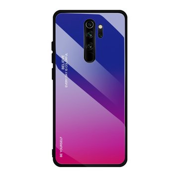 Gradient Glass etui pokrowiec nakładka ze szkła hartowanego Xiaomi Redmi Note 8 Pro różowo-fioletowy - Różowy || Fioletowy - Hurtel