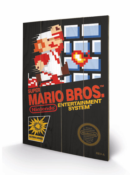 Grafika na drewnie PYRAMID INTERNATIONAL Super Mario Bros. NES Cover, 40x59 cm