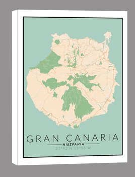 Gran Canaria mapa kolorowa – obraz na płótnie 40x50 cm - Inny producent