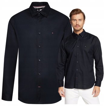 Granatowa Męska Koszula Elegancka Tommy Hilfiger Bawełniana do spodni r.L - Tommy Hilfiger