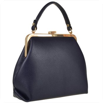 Granatowa torebka  skóra naturalna bigiel retro - Borse in Pelle