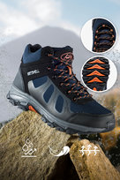 Granatowe buty trekkingowe damskie sznurowane z pomarańczowymi dodatkami softshell Casu B2108-6-38