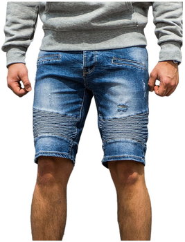 Granatowe męskie spodenki jeansowe Recea - 30