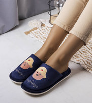 Granatowe miękkie kapcie Diealings-39