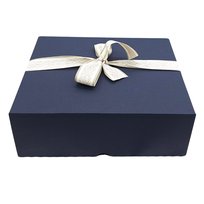 Granatowe Pudełko Prezentowe z Eko Wypełnieniem i Wstążką 30x26x11 cm