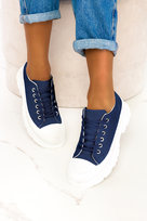 Granatowe trampki na platformie damskie buty sportowe sznurowane Casu ZY202-47-36