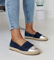 Granatowo-srebrne błyszczące espadryle Surana-38