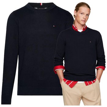 Granatowy Sweter Męski Premium Elegancki Tommy Hilfiger Bawełna Ładny r.XL - Tommy Hilfiger