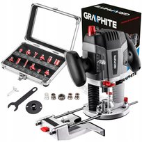 GRAPHITE Frezarka Górnowrzecionowa 1300W + Frezy Walizka 12 szt.