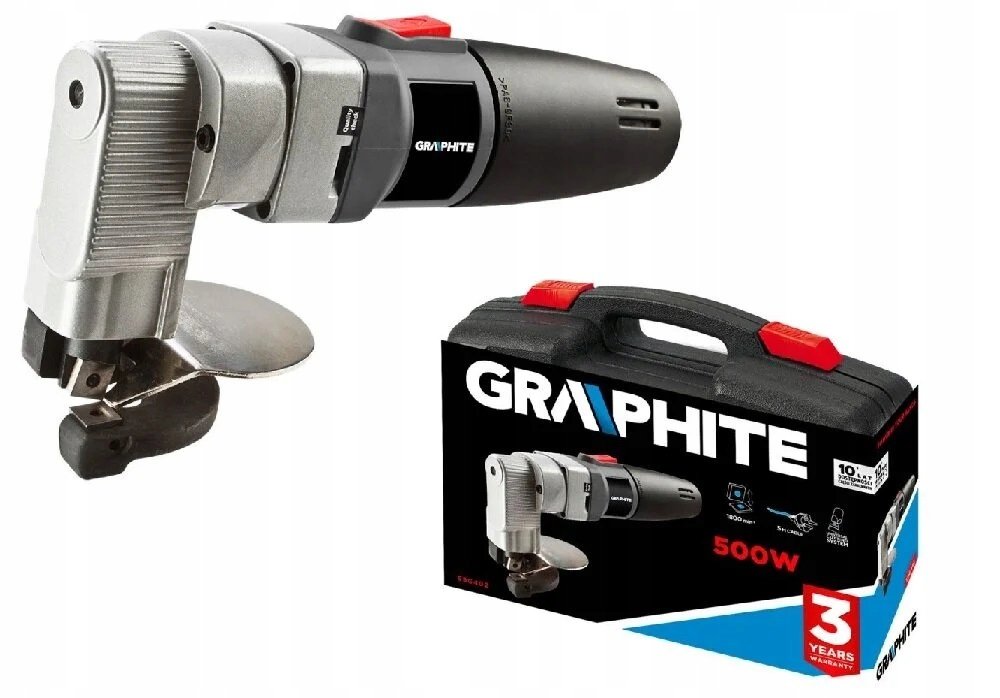 GRAPHITE, Nożyce do blachy prostej 500W, walizka, 59G402