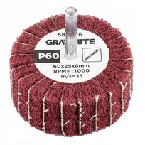 GRAPHITE, Ściernica listkowa trzpieniowa 60 x 25 x 6 mm, P60, 58T406