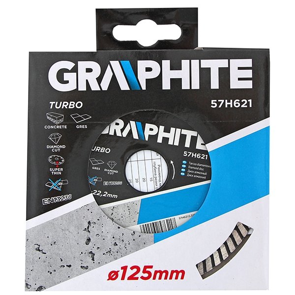 GRAPHITE, Tarcza diamentowa 125 x 22.2 mm, turbo super cienka, 57H621