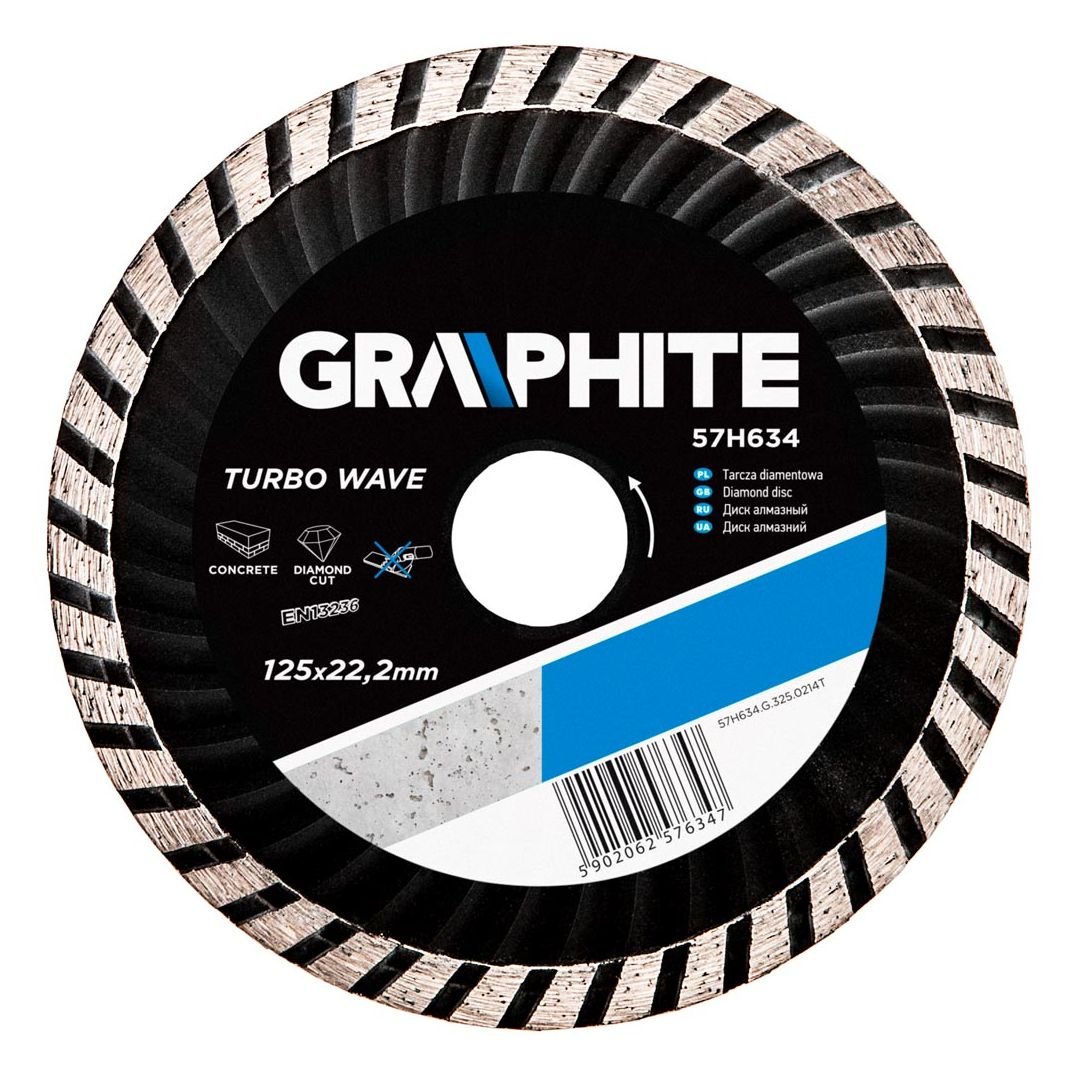 GRAPHITE, Tarcza diamentowa 125 x 22.2 mm, turbo wave, 57H634