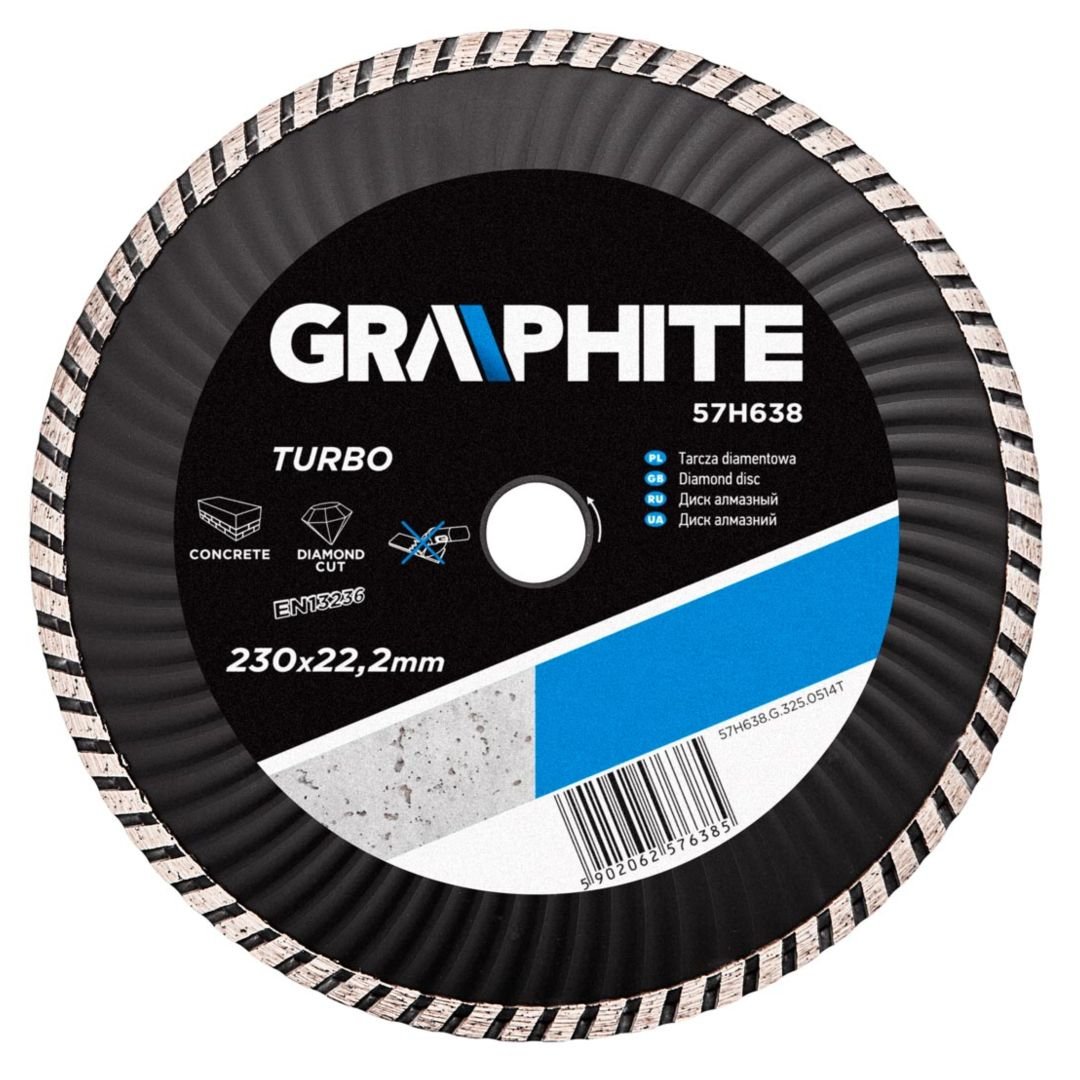 GRAPHITE, Tarcza diamentowa 230 x 22.2 mm, turbo wave, 57H638