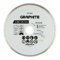 GRAPHITE, Tarcza diamentowa do cięcia pełna, 180 x 25.4 mm, na mokro, 57T303