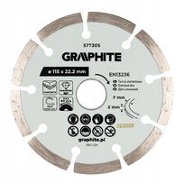 GRAPHITE, Tarcza diamentowa do cięcia segmentowa, 115 x 22.2 mm, na sucho, 57T305