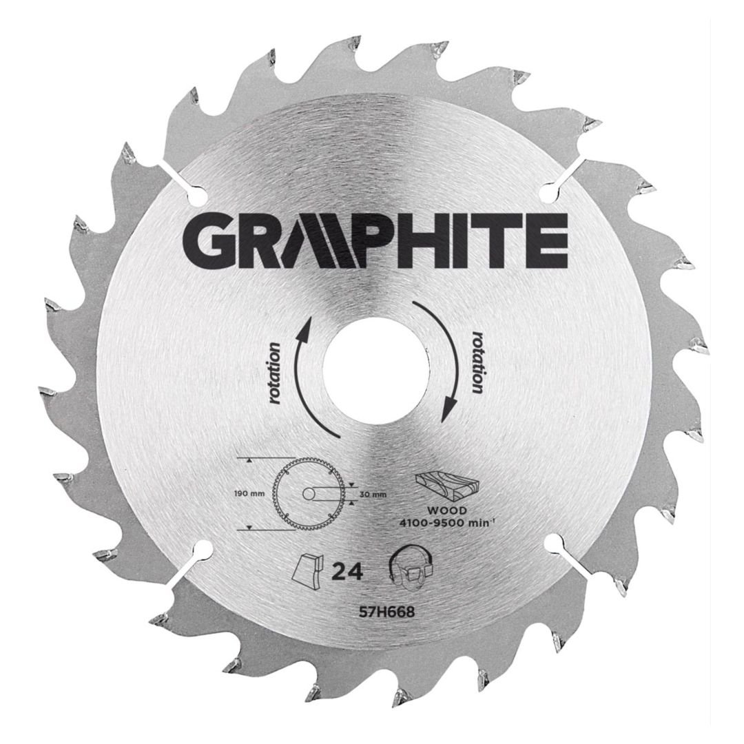 GRAPHITE, Tarcza do pilarki, widiowa, 190 x 30 mm, 24 zęby, 57H668