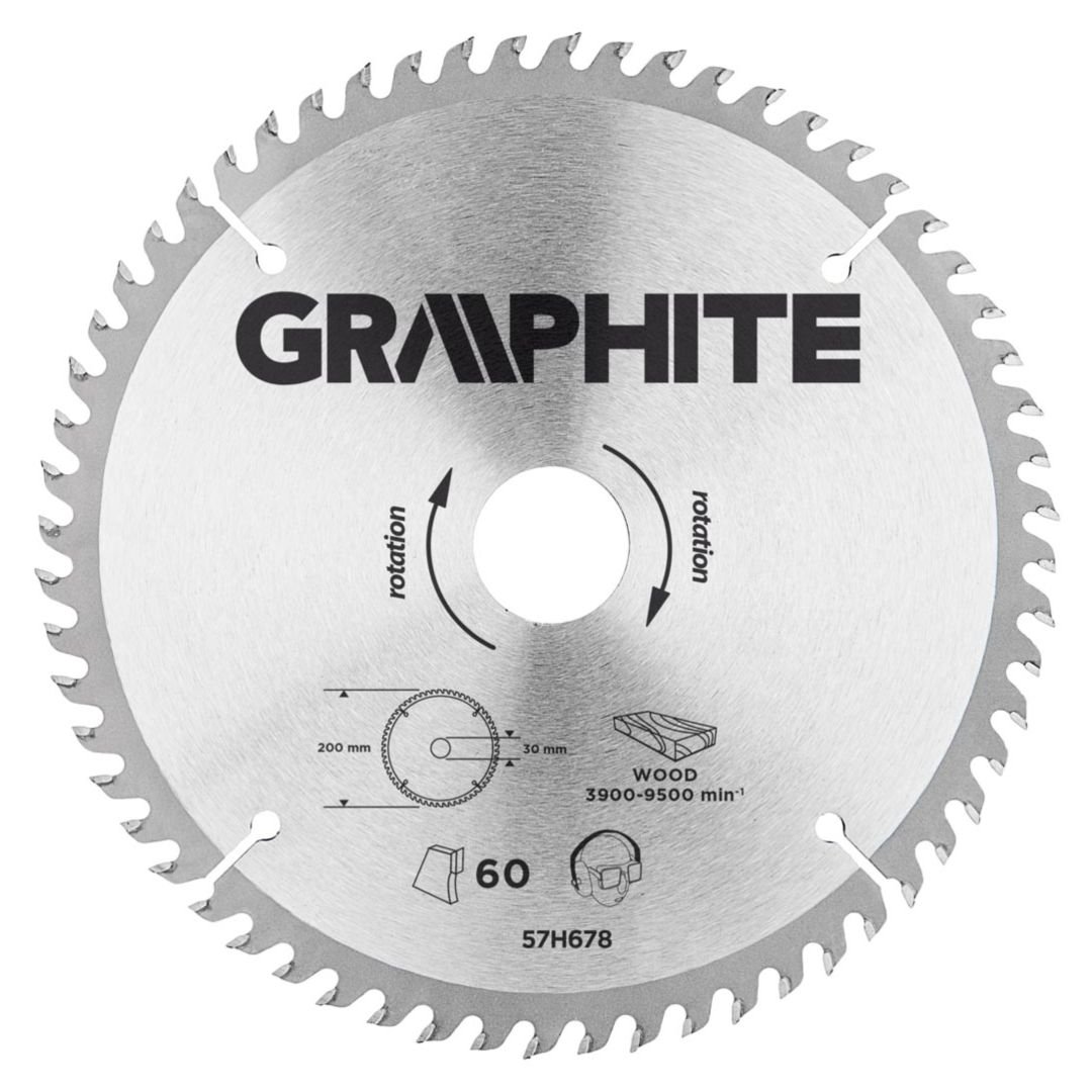 GRAPHITE, Tarcza do pilarki, widiowa, 200 x 30 mm, 60 zębów, 57H678