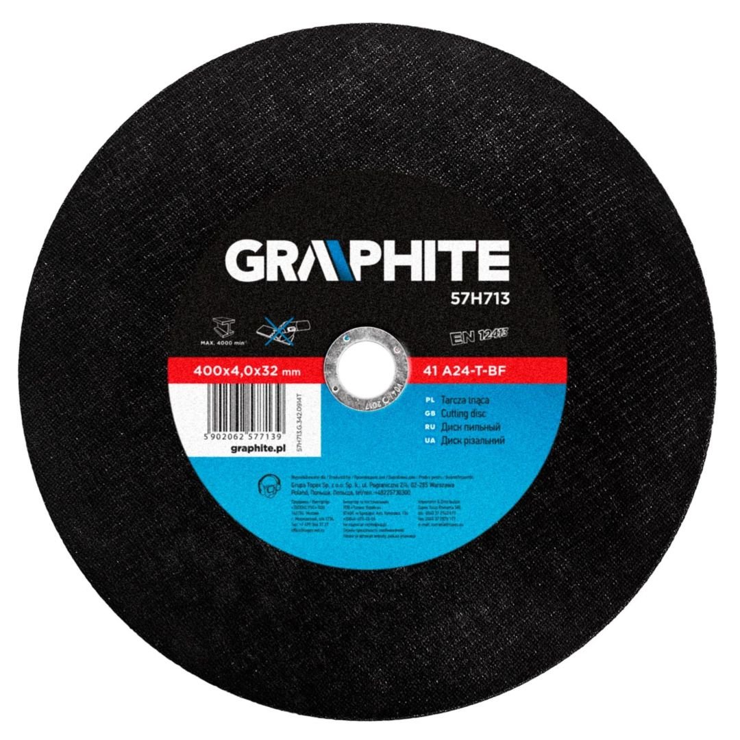 GRAPHITE, Tarcza tnąca do metalu 400 x 4.0 x 32 mm, 41 A24-T-BF, 57H713