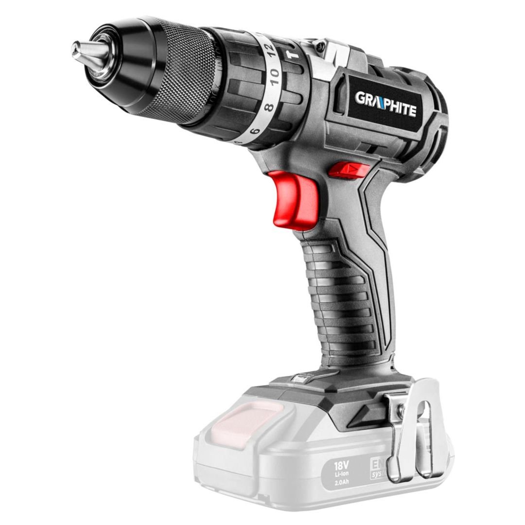 GRAPHITE, Wiertarko-wkrętarka akumulatorowa bezszczotkowa z udarem Energy+ 18V, Li-Ion, 13 mm, bez akumulatora, 58G020