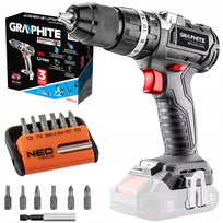 GRAPHITE Wiertarko Wkrętarka Akumulatorowa Udar Bezszczotkowa +Zestaw Bitów