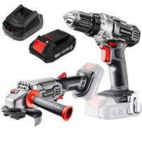 GRAPHITE Wiertarko Wkrętarka + Szlifierka Kątowa + Akumulator 2Ah Ładowarka