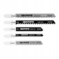 Graphite, Zestaw brzeszczotów do wyrzynarki 6 10 12 20TPI uchwyt typu T 5szt, 57T540 GRAPHITE