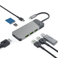 Green Cell Hub Usb-c Adapter Gc Connect 7w1 (3xusb 3.1, Hdmi 4k 60hz, Usb-c Pd 85w, Microsd/sd) Greencell