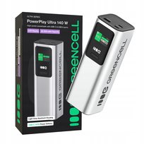 Greencell szybki Powerbank 25200mAh 140W 2x USB-C PD 1x USB-A QC 3.0 kabel