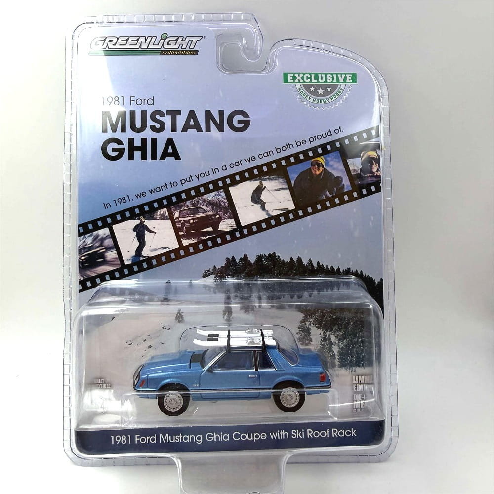 Greenlight 1981 Ford Mustang Ghia Coupe with Ski Roof Rack 1:64 - Exclusive