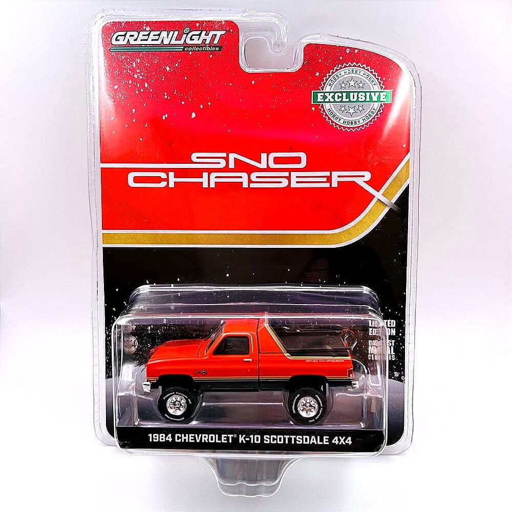Greenlight 1984 Chevrolet K-10 Scottsdale 4X4 Sno Chaeser Red - Hobby Exclusive