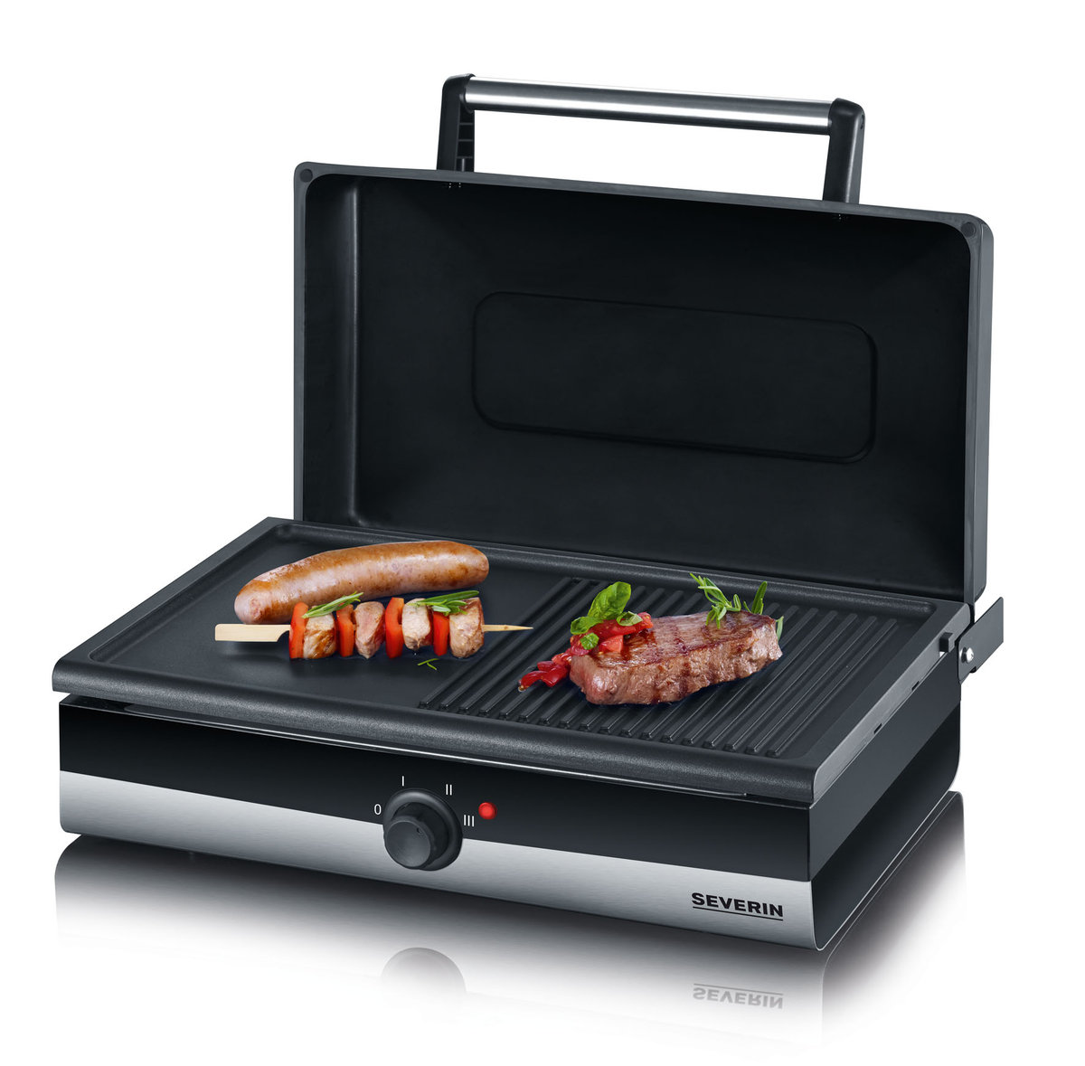 Grill elektryczny z pokrywą SEVERIN 2368 Smart Line barbecue, 2200 W
