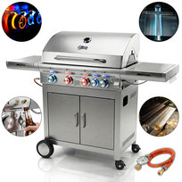 GRILL GAZOWY ISAJ HEATLORD 2 - STAL NIERDZEWNA, 17,5 kW, 5 PALNIKÓW, RUSZT ŻELIWNY, SZAFKA NA BUTLĘ