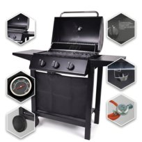 Grill gazowy ogrodowy 3 palniki 7 kw reduktor ruszt nierdzewny termometr