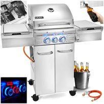 Grill gazowy Ogrodowy ŻELIWNY nierdzewny Yoer 2+1 +10,15 kW +szafa na butlę