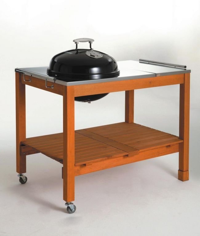 Grill kulisty na drewnianym wózku LANDMANN 11484, 47 cm