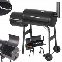 Grill Ogrodowy Duży Węglowy Beczka Bbq Wędzarnia Z Pokrywą Ruszt Półka Koła