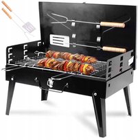 GRILL OGRODOWY TURYSTYCZNY WĘGLOWY PRZENOŚNY SKŁADANY BBQ WALIZKA AKCESORIA