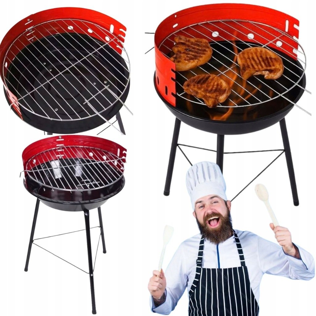 GRILL OGRODOWY WĘGLOWY NA OGRÓD TARAS DZIALKE WĘGIEL SKŁADANY 43CM + RUSZT