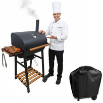 GRILL WĘGLOWY DEKRAFT BECZKA Z RUSZTEM ŻELIWNYM, DREWNO,KOMIN DE-WD03-K-COVER