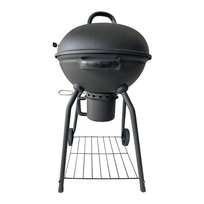 Grill Węglowy Ogrodowy Okrągły Przenośny Zamykany Pokrywa Popielnik Czarny