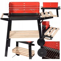 GRILL WĘGLOWY OGRODOWY Rino Garden RUSZT CHROMOWANY [55cm] PÓŁKA DREWNIANA