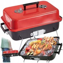 GRILL WĘGLOWY OGRODOWY TURYSTYCZNY PRZENOŚNY SKŁADANY Z POKRYWĄ BBQ WALIZKA